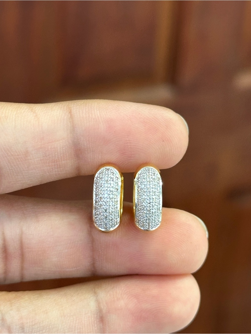 White Diamond Pave Huggie Hoop Earrings in Sterling Silver